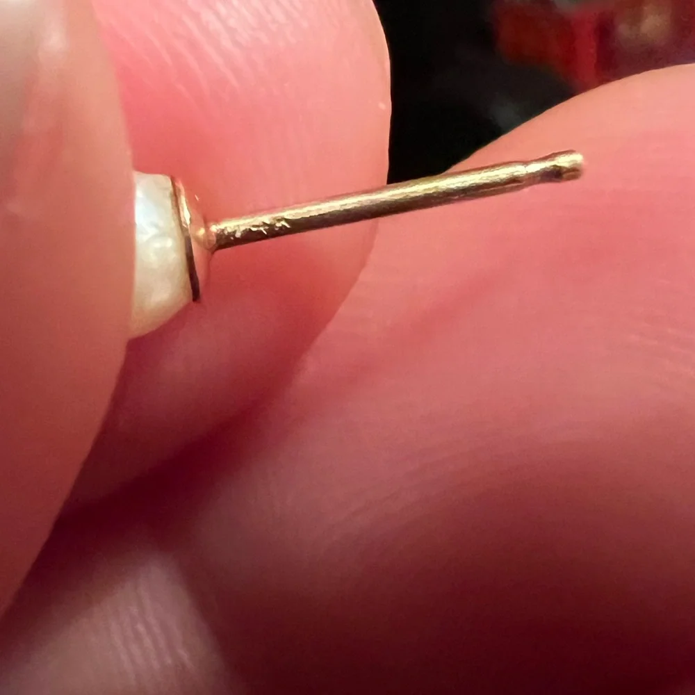 (3) Pearl 14k Gold Strand Vintage Stud Earring Set - Picture 8 of 9